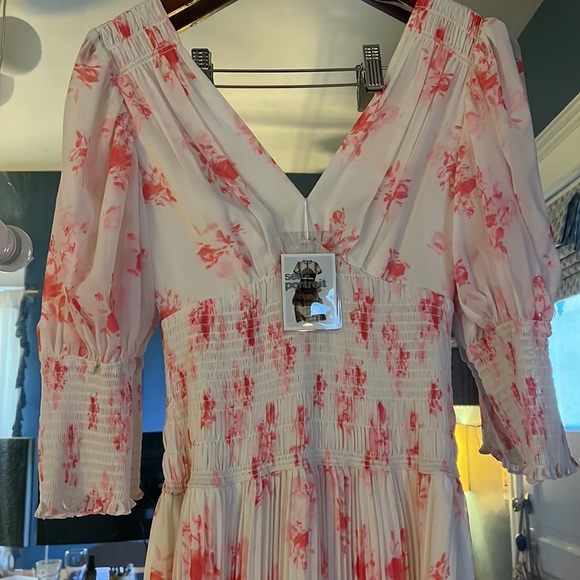 NWT Self-Portrait Floral Print Pleated Midi Dress US size 2 - Picture 10 of 13